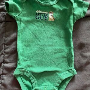 Carter's Newborn Baby Bodysuit Green "Charming Little Guy" Graphic